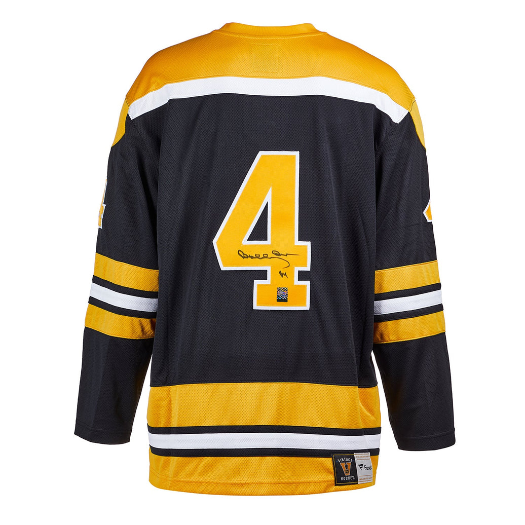 Camiseta vintage de los fanáticos de los Boston Bruins firmada por Bobby Orr