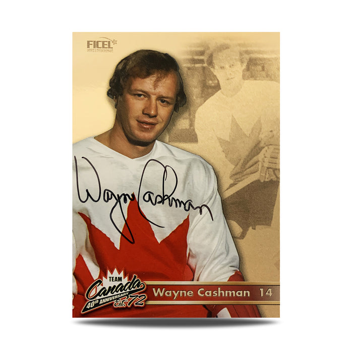 Wayne Cashman #14 Carte officielle signée du 40e anniversaire de l'équipe Canada 1972