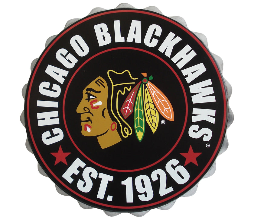 Chicago Blackhawks NHL Bottle Cap Wall Logo