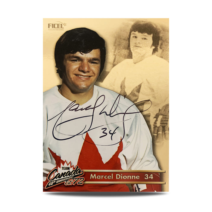 Marcel Dionne #34 Carte officielle signée du 40e anniversaire de l'équipe Canada 1972
