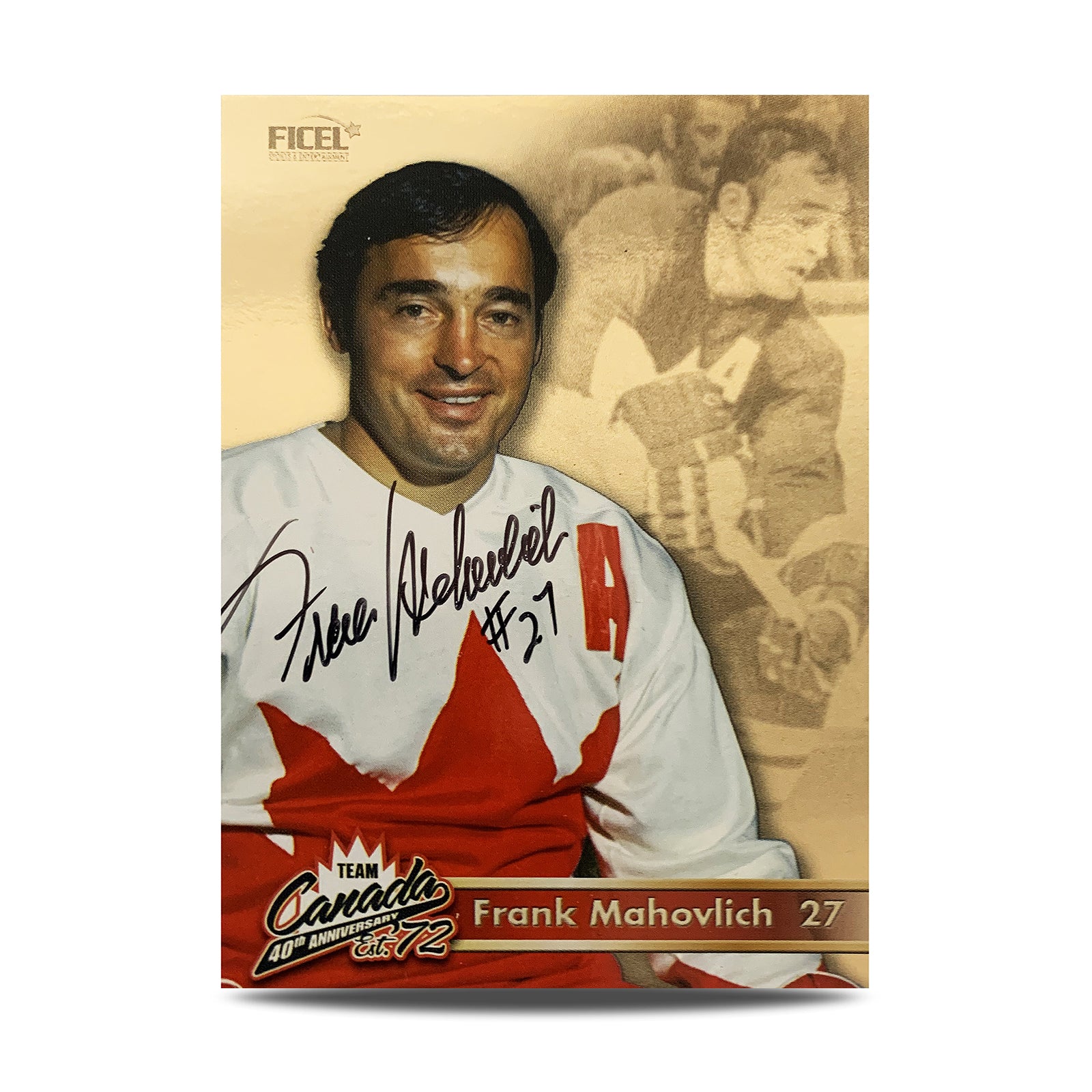 Frank Mahovlich #27 Carte officielle signée du 40e anniversaire d'Équipe Canada 1972