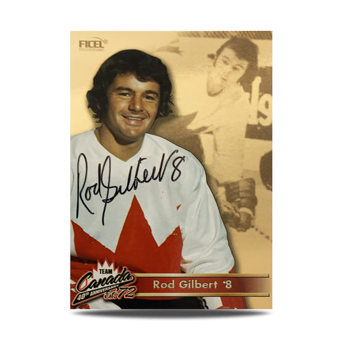 Rod Gilbert #8 Carte officielle signée du 40e anniversaire de l'équipe Canada 1972