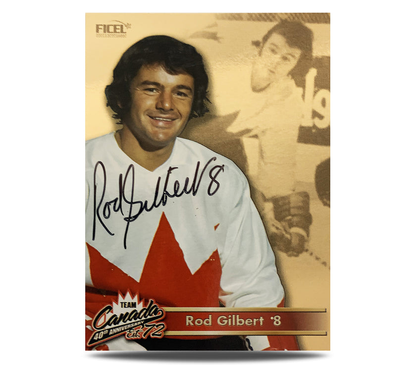 Rod Gilbert #8 Carte officielle signée du 40e anniversaire de l'équipe Canada 1972