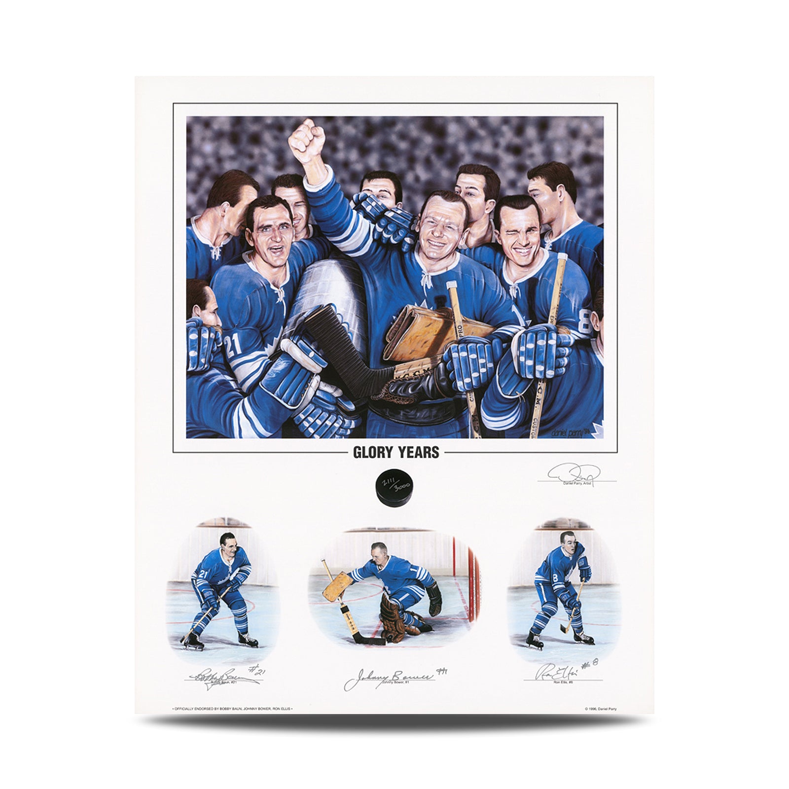 Glory Years Limited Edition Print Signed by Bobby Baun, Johnny Bower & Ron Ellis