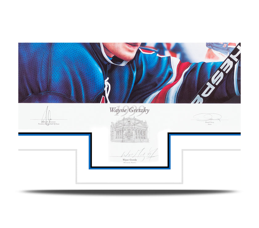 Impresión de inducción al Salón de la Fama del Fútbol Americano de 1999 autografiada por Wayne Gretzky