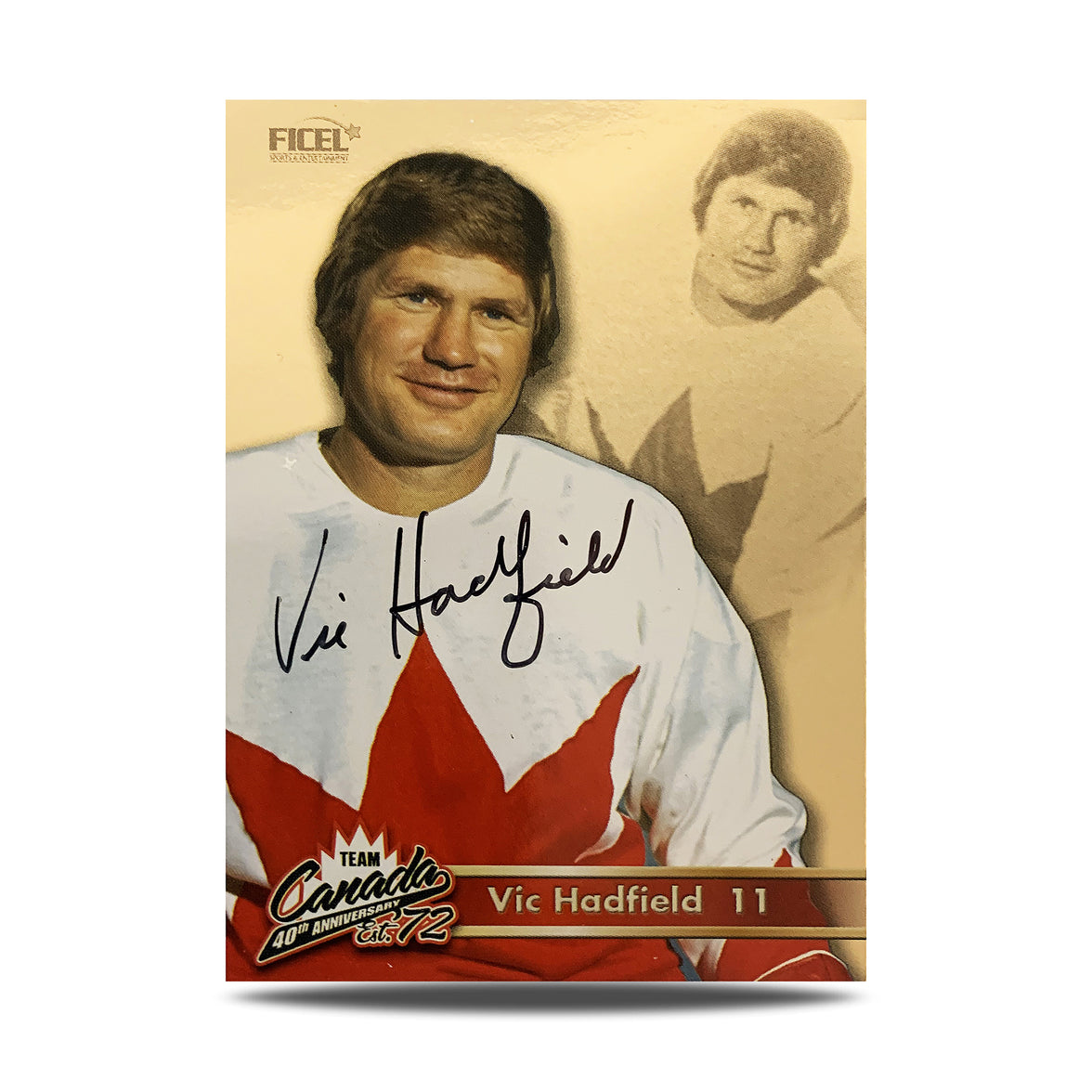 Vic Hadfield #11 Carte officielle signée du 40e anniversaire de l'équipe Canada 1972