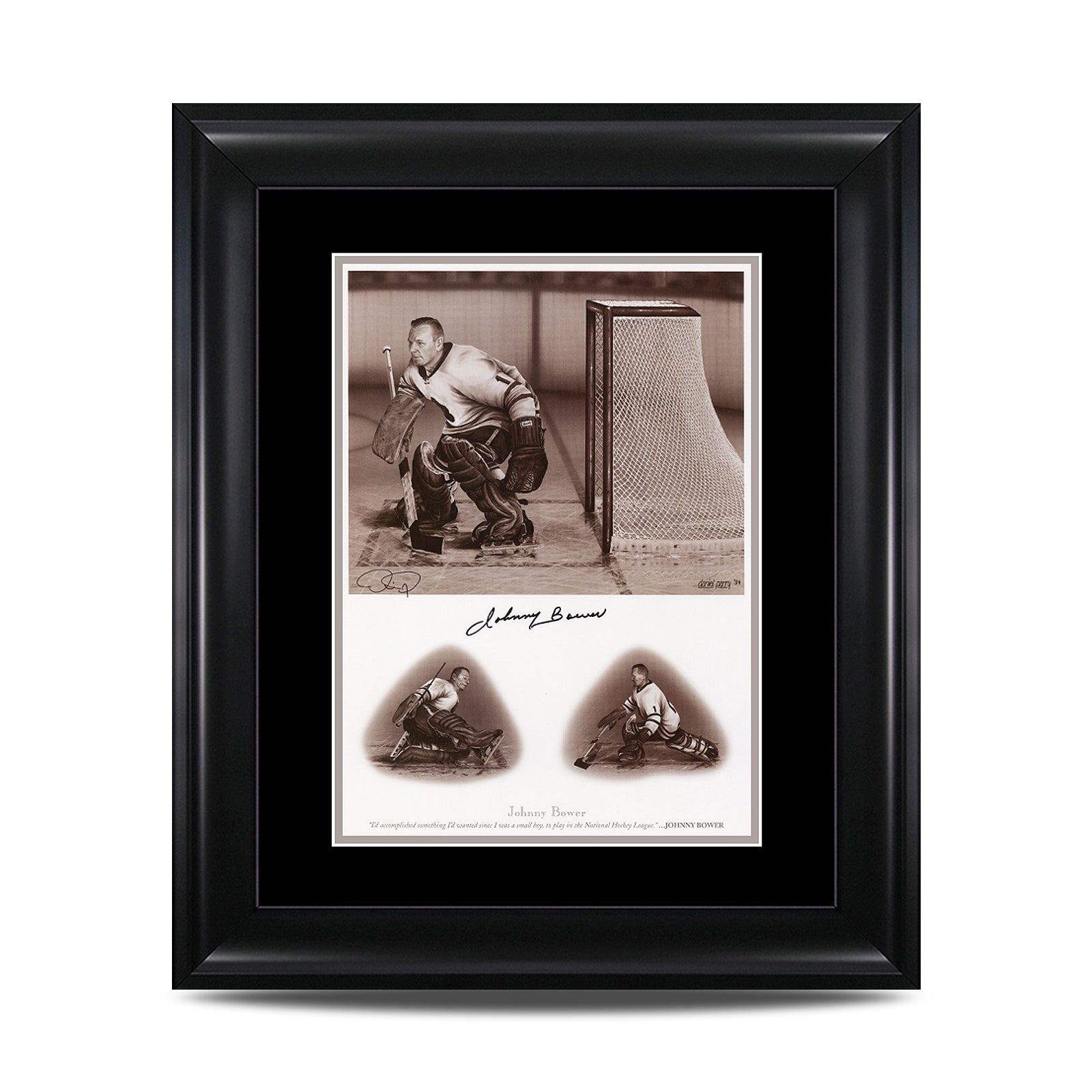 Johnny Bower Signed Toronto Maple Leafs 12 x 15 Legends Series Print - Heritage Hockey™