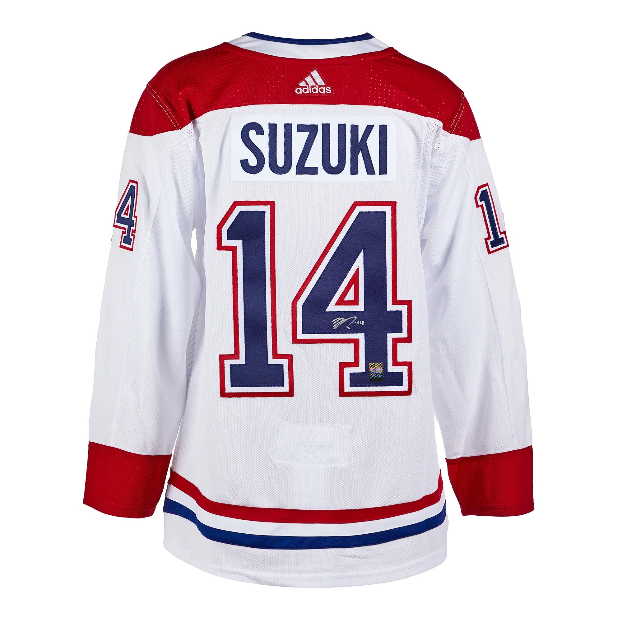 Camiseta Adidas Pro de visitante de los Montreal Canadiens firmada por Nick Suzuki