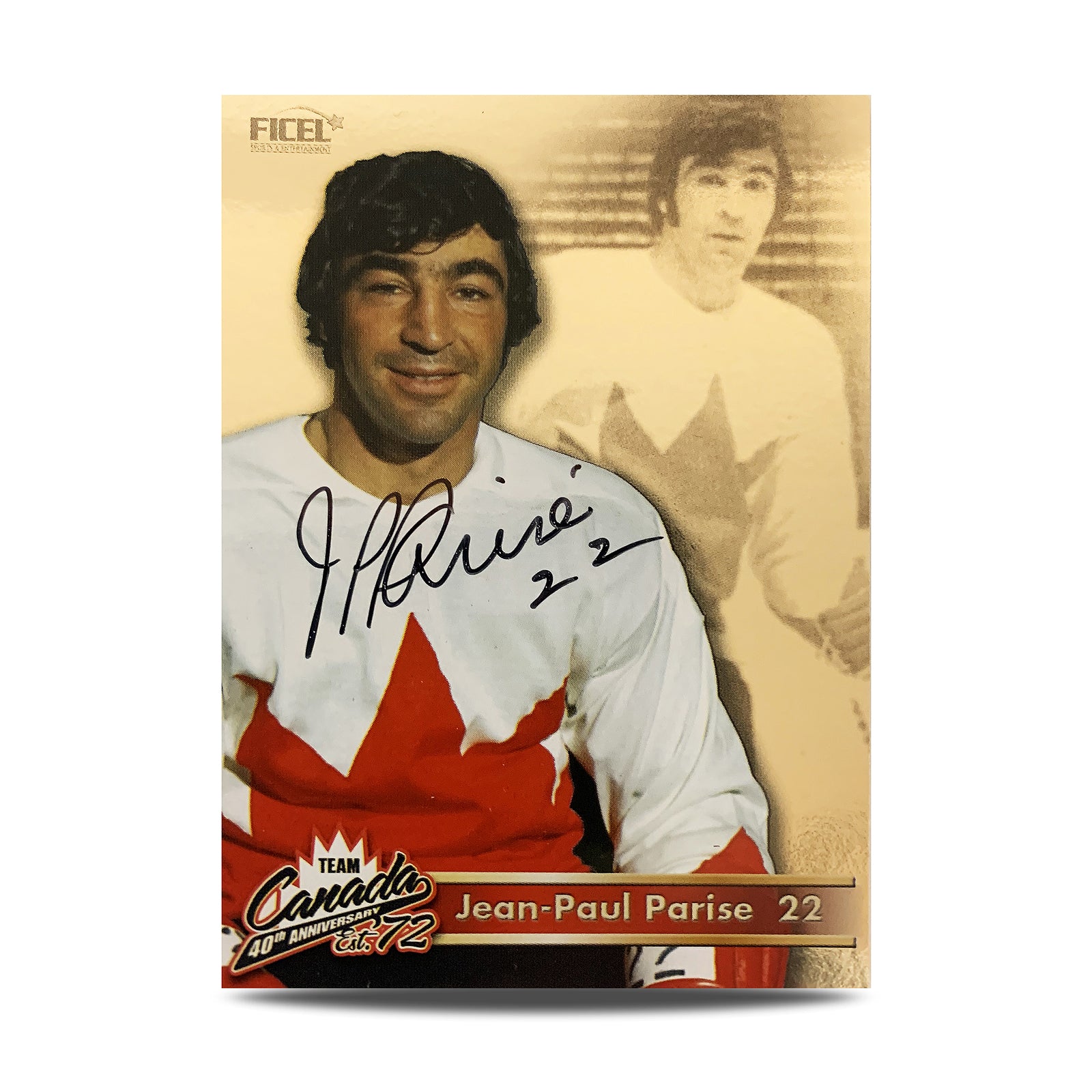 JP Parise #22 Carte officielle signée du 40e anniversaire de l'équipe Canada 1972