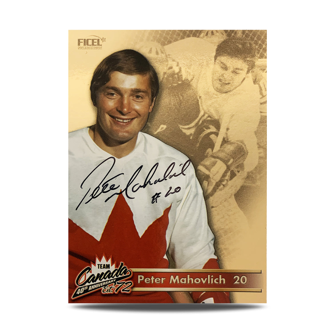 Peter Mahovlich #20 Carte officielle signée du 40e anniversaire d'Équipe Canada 1972