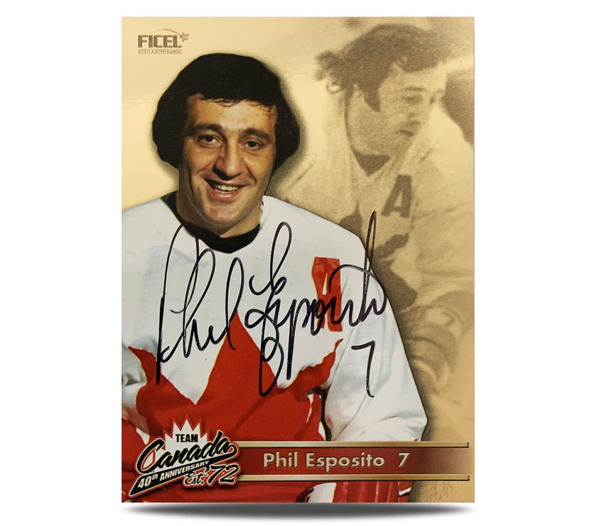 Phil Esposito #7 Signed Official 40th Anniversary Team Canada 1972 Card
