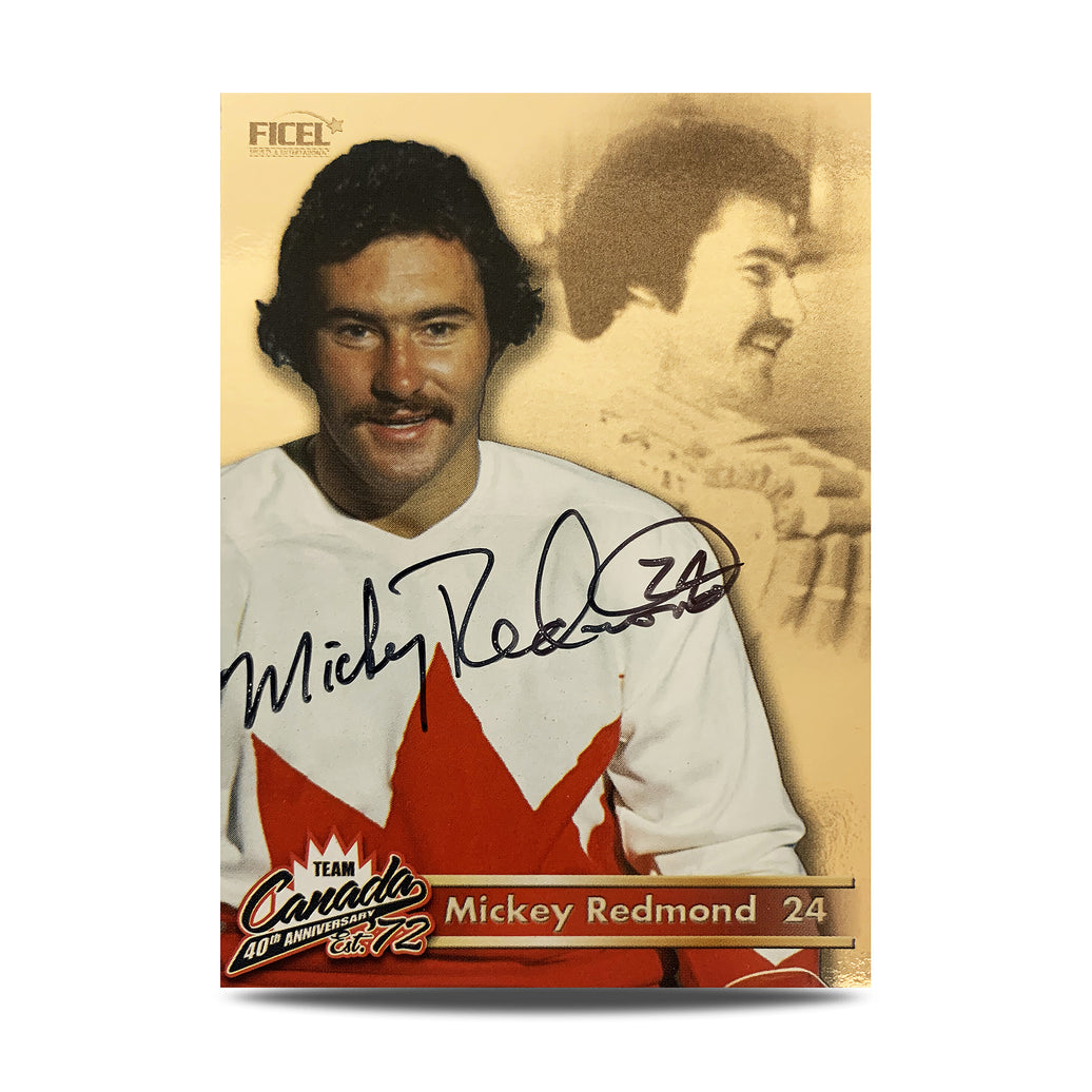 Mickey Redmond #24 Carte officielle signée du 40e anniversaire de l'équipe Canada 1972