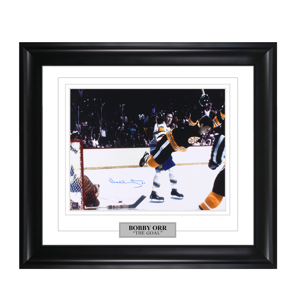 Photo signée par Bobby Orr « The Goal » de la LNH des Bruins de Boston 16 x 20