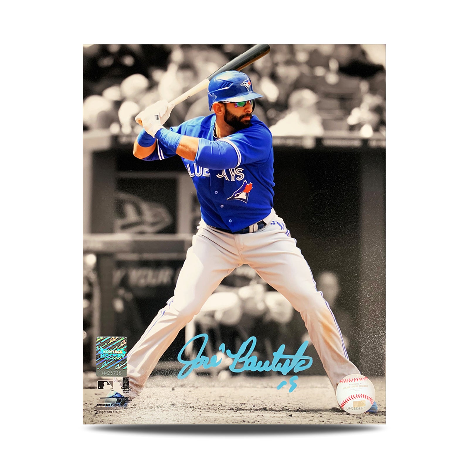 Jose Bautista a signé la photo de projecteur des Blue Jays de Toronto 8 x 10