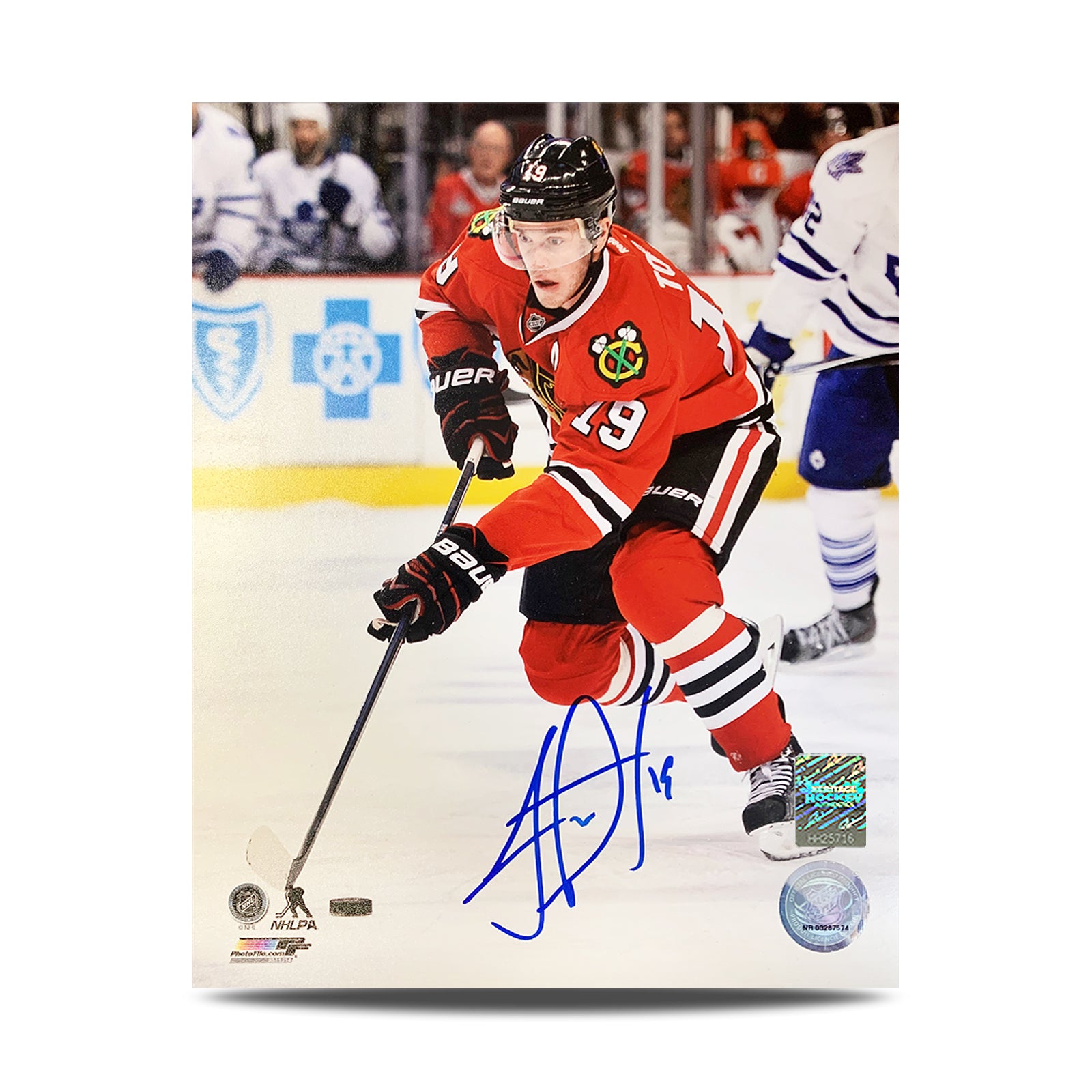 Photo signée par Jonathan Toews des Blackhawks de Chicago 8 x 10