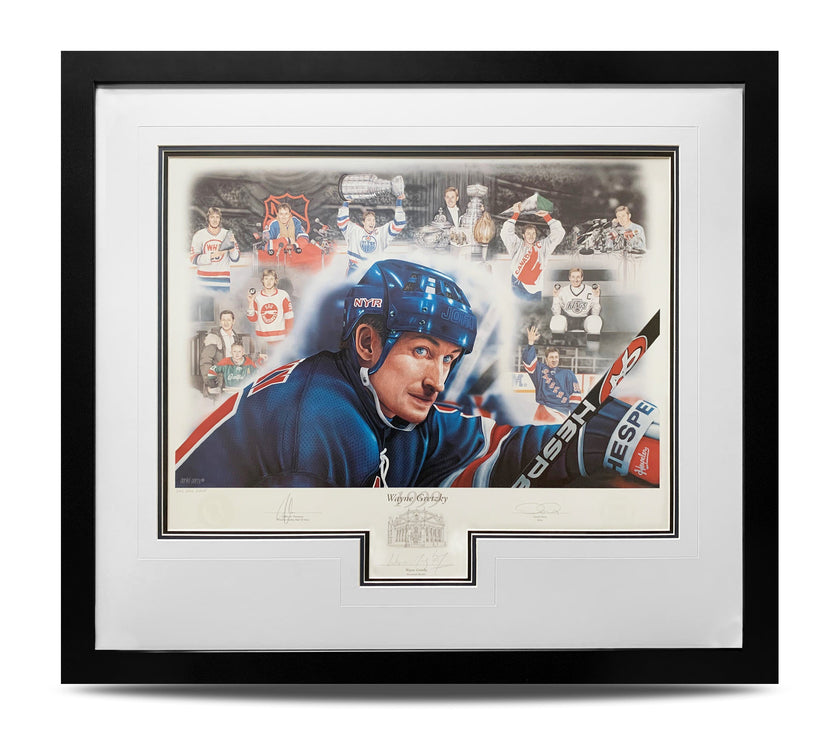Impresión de inducción al Salón de la Fama del Fútbol Americano de 1999 autografiada por Wayne Gretzky