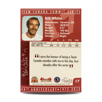 Tarjeta oficial firmada por Bill White n.° 17 del equipo de Canadá por el 40.° aniversario de 1972