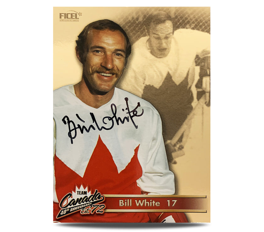 Tarjeta oficial firmada por Bill White n.° 17 del equipo de Canadá por el 40.° aniversario de 1972