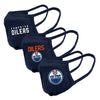 Pack de 3 masques réutilisables avec logo de l'équipe de la LNH des Oilers d'Edmonton pour jeunes