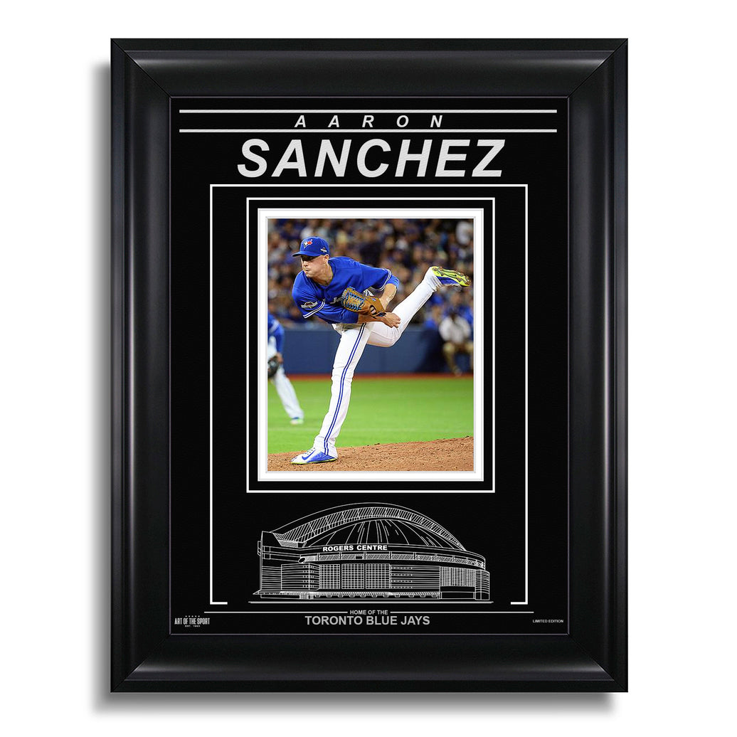 Aaron Sanchez Toronto Blue Jays Engraved Framed Photo - Action Pitch Horizontal - Heritage Hockey™