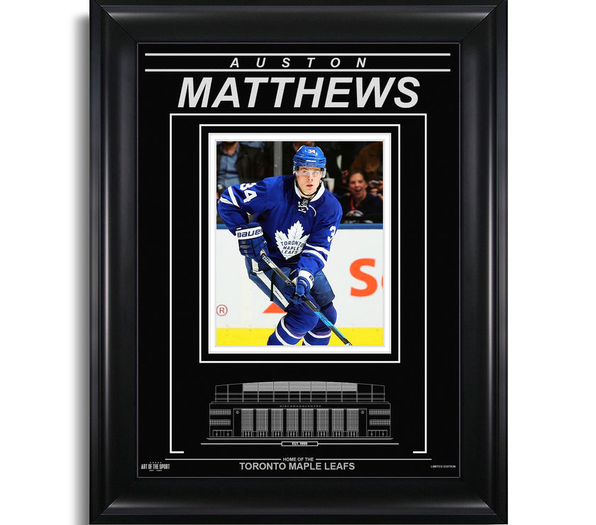 Auston Matthews Toronto Maple Leafs Engraved Framed Photo - Action Forward - Heritage Hockey™