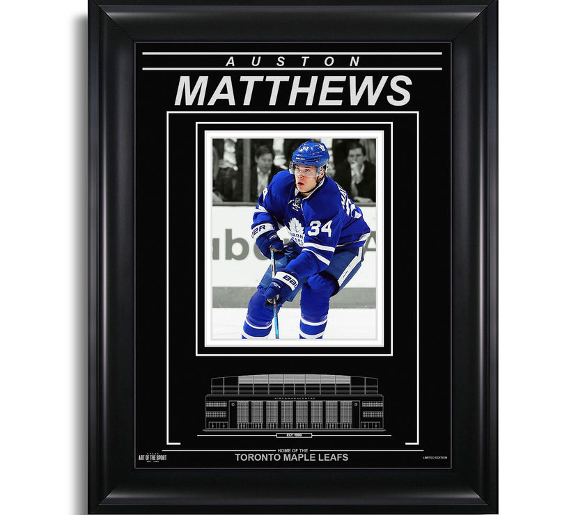 Auston Matthews Toronto Maple Leafs Engraved Framed Photo - Action Spotlight - Heritage Hockey™