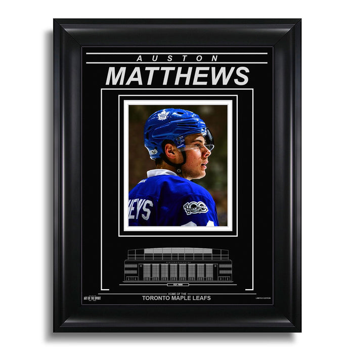 Auston Matthews Toronto Maple Leafs Engraved Framed Photo - Closeup - Heritage Hockey™