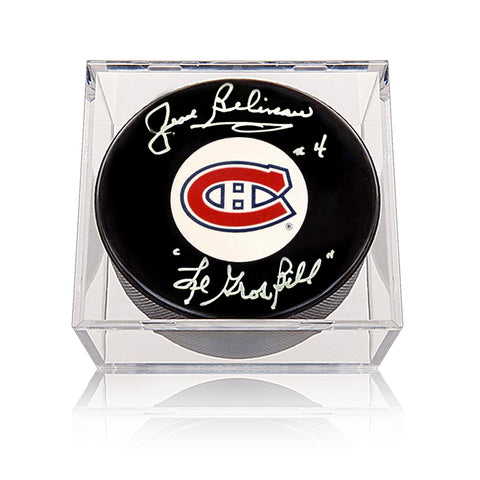 Jean Béliveau a signé la rondelle des Canadiens de Montréal avec la note Le Gros Bill