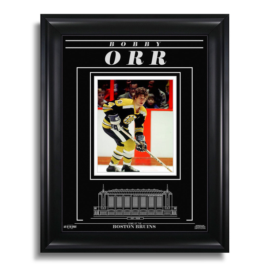 Bobby Orr Boston Bruins Engraved Framed Photo - Action - Heritage Hockey™