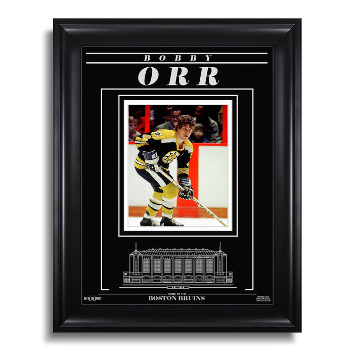 Bobby Orr Boston Bruins Engraved Framed Photo - Action - Heritage Hockey™