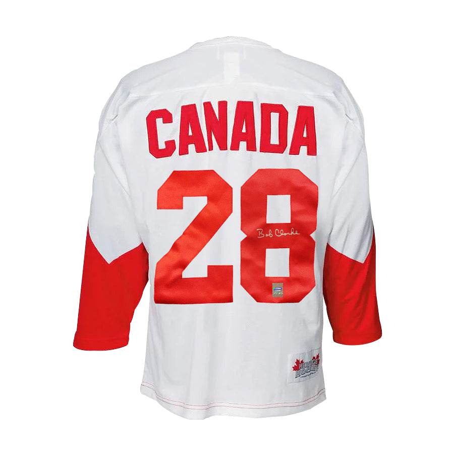Camiseta de la Summit Series de 1972 firmada por el equipo de Canadá, de Bobby Clarke