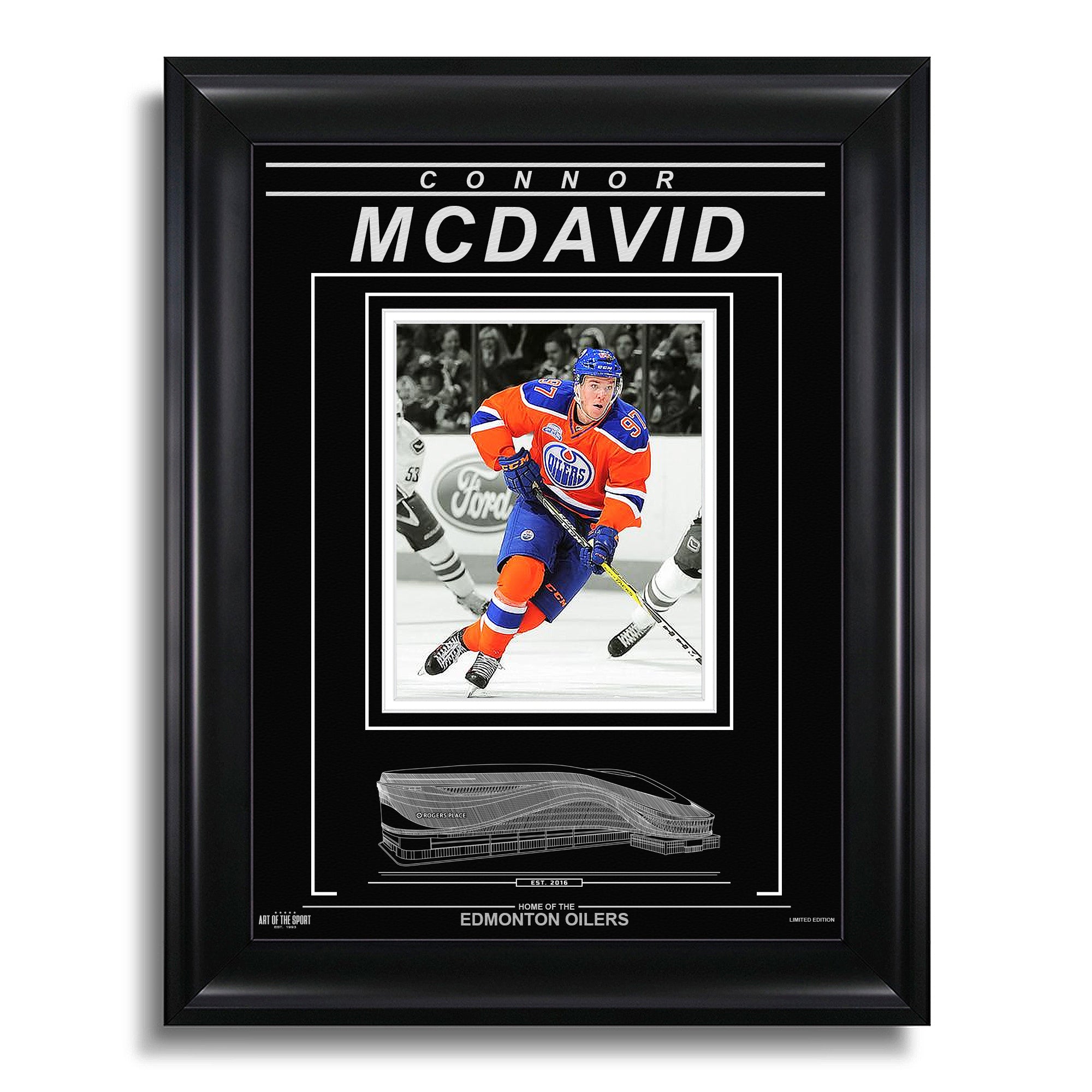 Connor McDavid Edmonton Oilers Engraved Framed Photo - Action Spotlight - Heritage Hockey™