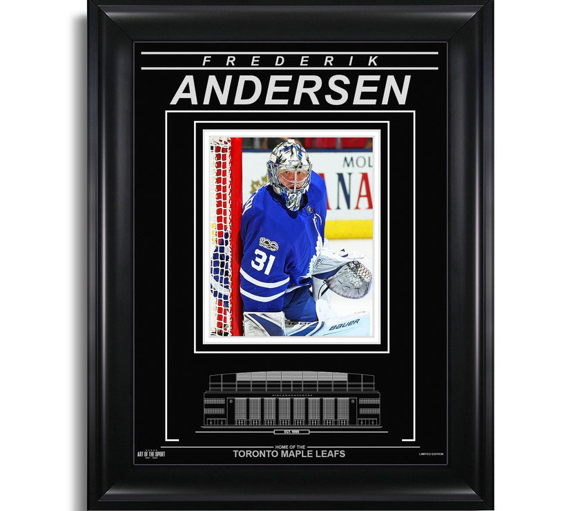 Frederik Andersen Toronto Maple Leafs Engraved Framed Photo - Focus - Heritage Hockey™