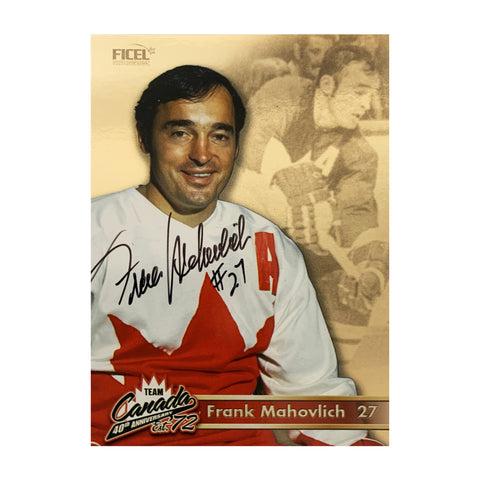 Frank Mahovlich #27 Carte officielle signée du 40e anniversaire d'Équipe Canada 1972