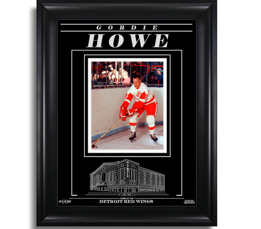 Gordie Howe Detroit Red Wings Engraved Framed Photo - Action - Heritage Hockey™