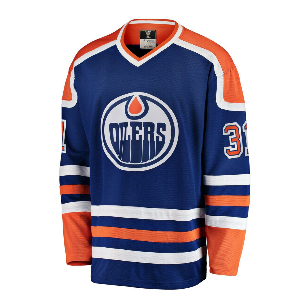 Grant Fuhr a signé le maillot vintage des Oilers d'Edmonton
