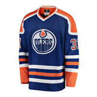 Camiseta vintage de los Edmonton Oilers firmada por Grant Fuhr