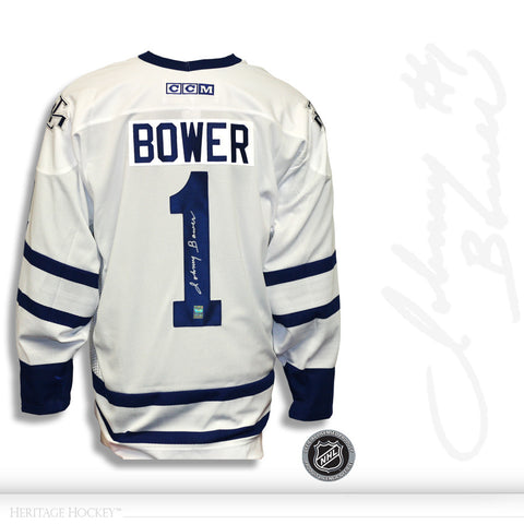 Johnny Bower Toronto Maple Leafs Autographed Blue CCM Vintage Jersey