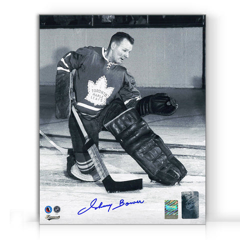 Johnny Bower Signed Toronto Maple Leafs Action Catch 8X10 Photo