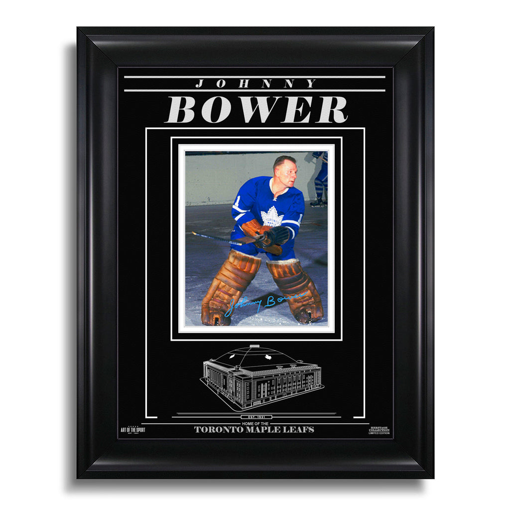 Johnny Bower Toronto Maple Leafs Photo gravée encadrée et signée – Action Color 