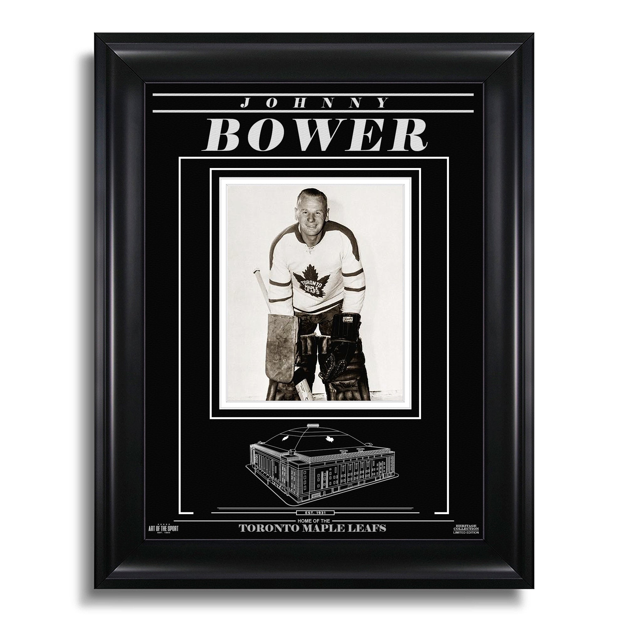 Johnny Bower Toronto Maple Leafs Engraved Framed Photo - Still - Heritage Hockey™