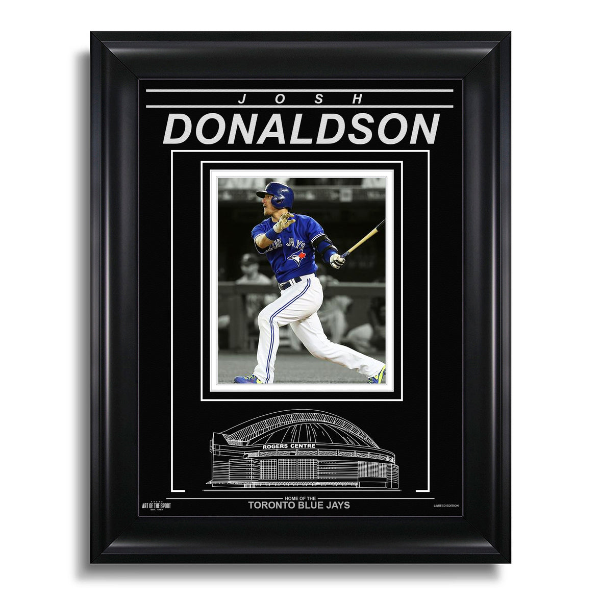 Josh Donaldson Toronto Blue Jays Engraved Framed Photo - Action Spotlight Horizontal - Heritage Hockey™