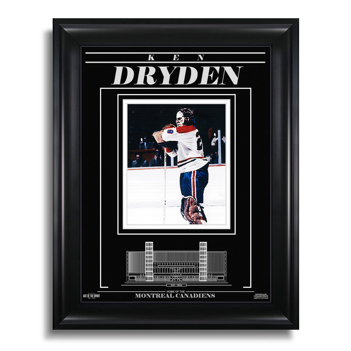 Ken Dryden Montreal Canadiens Engraved Framed Photo - Standing Tall - Heritage Hockey™