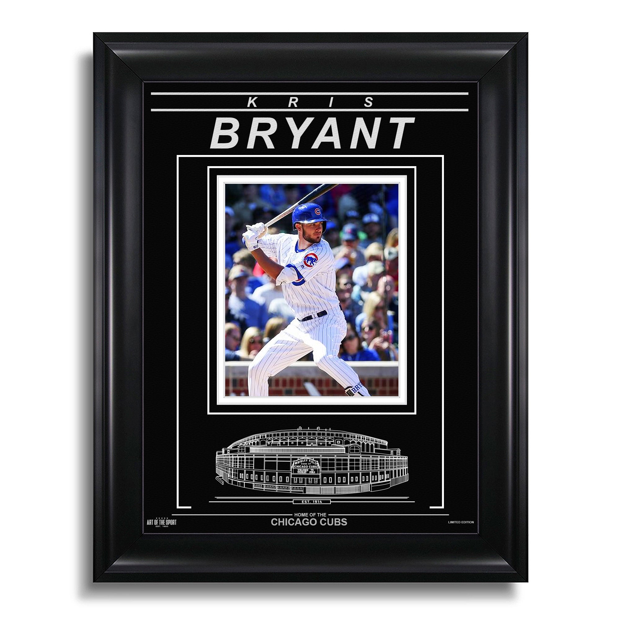 Kris Bryant Chicago Cubs Engraved Framed Photo - Action Hit - Heritage Hockey™