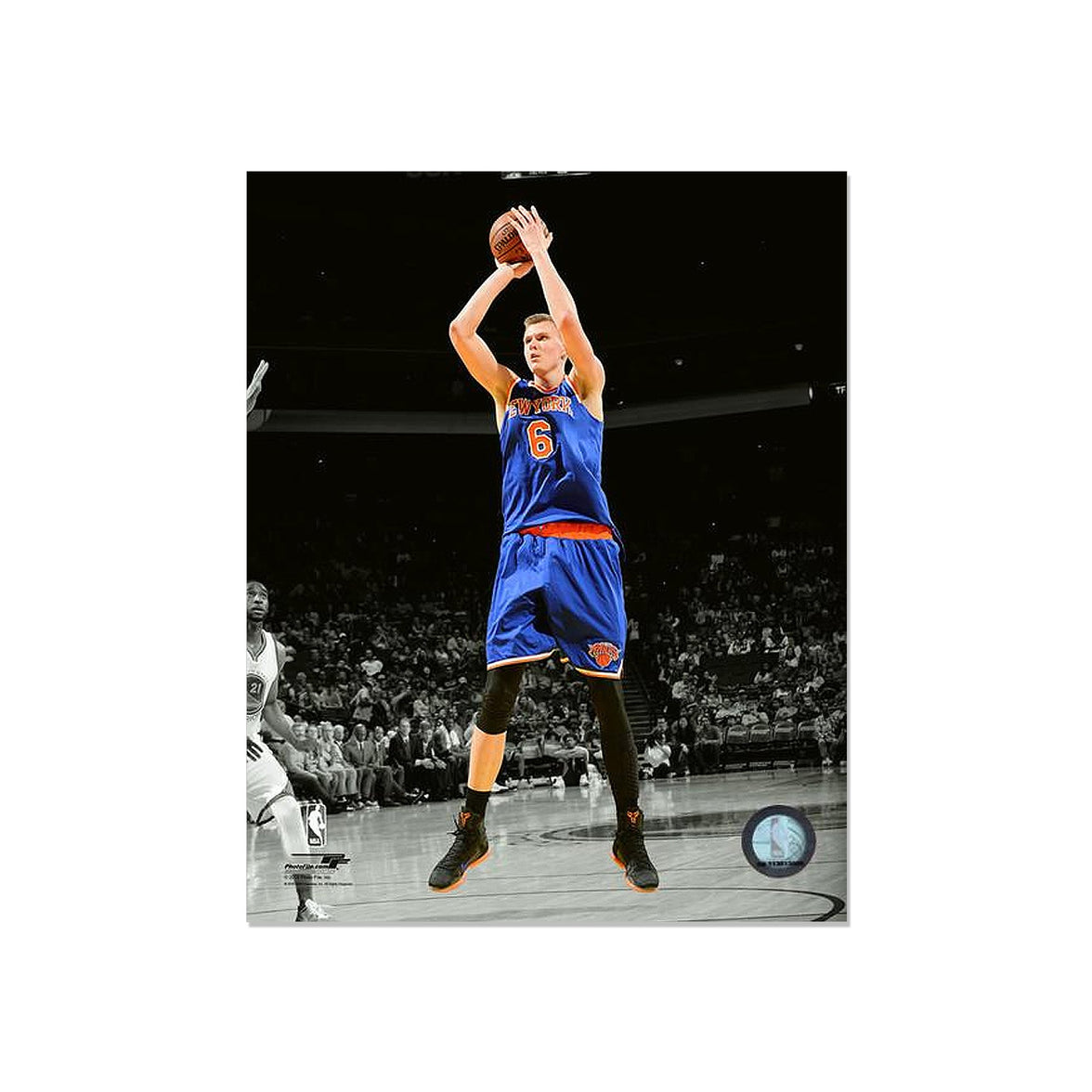 Kristaps Porzingis New York Knicks Engraved Framed Photo - Action Spotlight