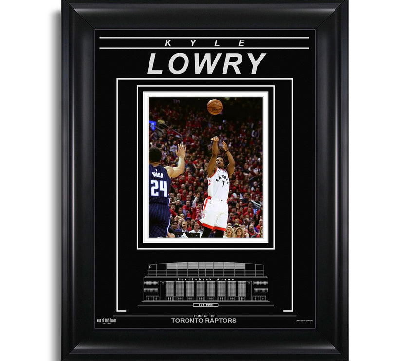 Fotografía enmarcada grabada de Kyle Lowry de los Toronto Raptors - Action Shot