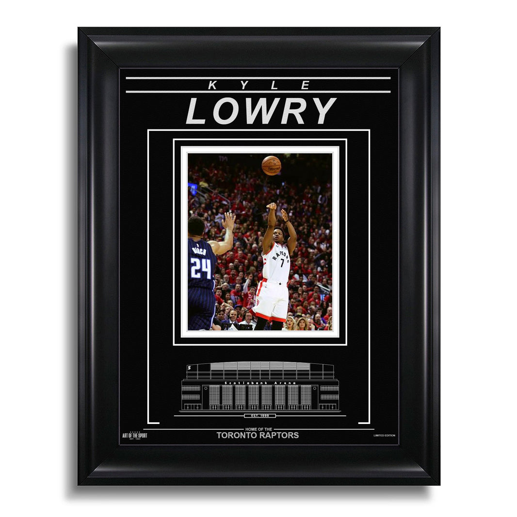 Fotografía enmarcada grabada de Kyle Lowry de los Toronto Raptors - Action Shot
