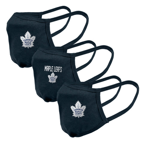 Paquet de 3 masques réutilisables avec logo de l'équipe de la LNH des Maple Leafs de Toronto pour jeunes