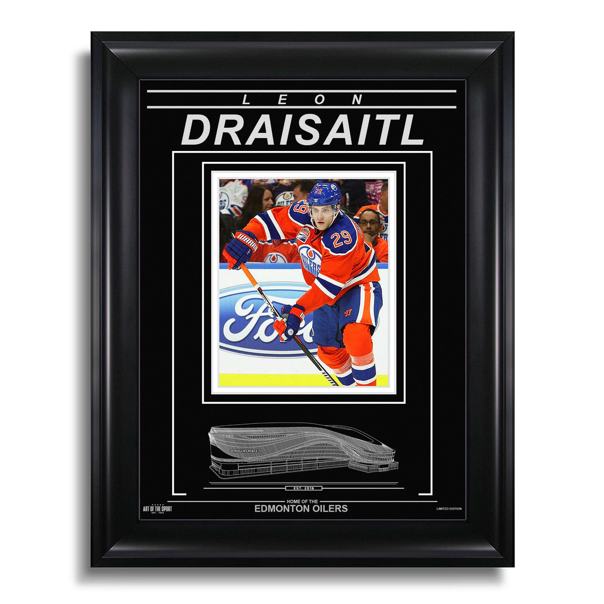 Leon Draisaitl Edmonton Oilers Engraved Framed Photo - Action Flex - Heritage Hockey™
