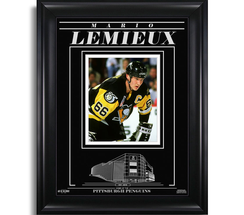 Mario Lemieux Pittsburgh Penguins Engraved Framed Photo - Closeup - Heritage Hockey™
